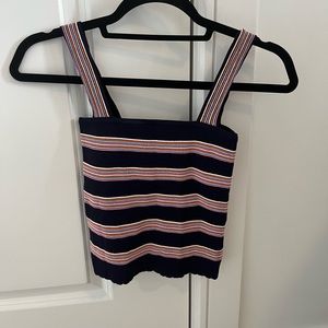 Las Pepas Navy Blue Pink Orange White Striped Sleeveless Shirt